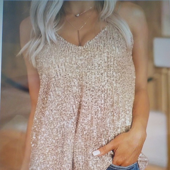 Sequin V Neck Cami - Picture 4 of 12